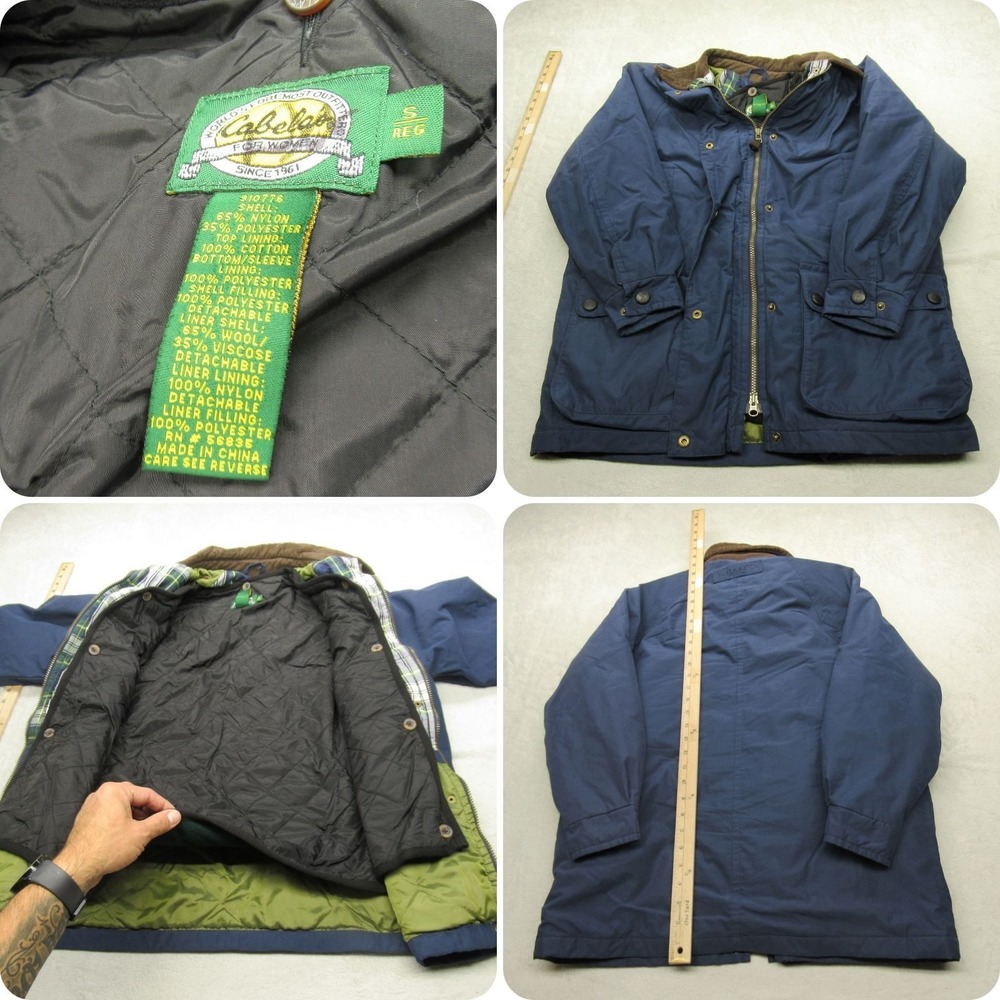 Cabelas Jacket Mens Small Blue Suede Removable Liner Wool Blend 3in1 VTG